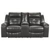 Signature Design by Ashley Kempten Reclining Loveseat with Console in Black