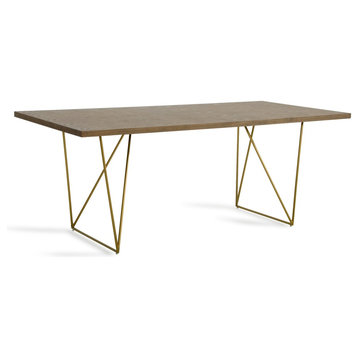 Modrest Marcia Mid-Century Tobacco and Antique Brass Dining Table