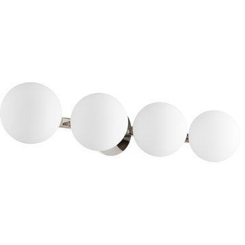 4-Light Globe Vanity Fixture, Polished Nickel
