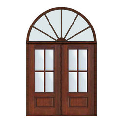 Prehung French Transom Double Door 80 Fiberglass 3/4 Lite 4 Lite - Patio Doors