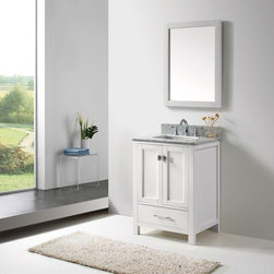 Abodo 24 inch Transitional Bathroom Vanity White Finish Set - Bathroom Vanities And Sink Consoles