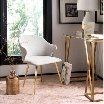 Safavieh Couture Edmond Arm Chair, Light Gray/Gold