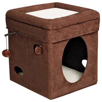 Midwest Curious Cat Cube Brown 15.125"x15.125"x16.5"