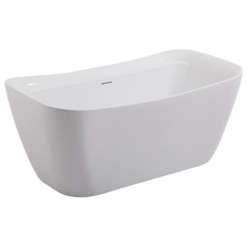 Elegant Decor Harrieta 59" Plastic Soaking Bathtub in Glossy White