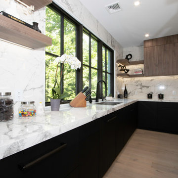 Modern Black and Wood Kitchen - Alpine, NJ