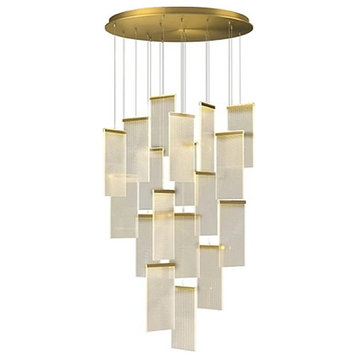 MIRODEMI® Varenna Gold Long Hanging Light Fixture, Gold, 6 Lights, Cool Light + Dimmable