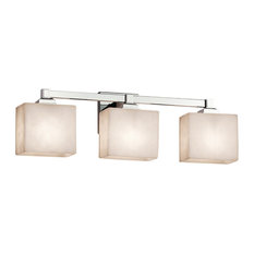 Clouds Regency 3-Light Bath Bar, Rectangle, Polished Chrome, Clouds Shade