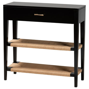 Modern Bohemian Black Finished Wood 1-Drawer Console Table