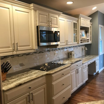 Traditional White Raised Panel with Fantasy Brown Counter tops
