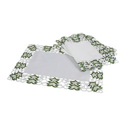 Xia Home Fashions - Tannenbaum Embroidered Cutwork Christmas Placemats, 14"x20", Set of 4 - Placemats