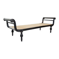 Anglo Indian Empire Period Caned Ebony Daybed - Daybeds