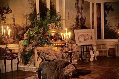 Inspiration for a victorian dark wood floor family room remodel in Miami