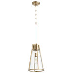 Quorum - Transitional Pendant in Aged Brass with Clear - 15" PYLON PEND - AGBandnbsp