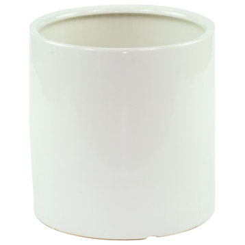Ceramic Cylinder Pot Medium 8'' White