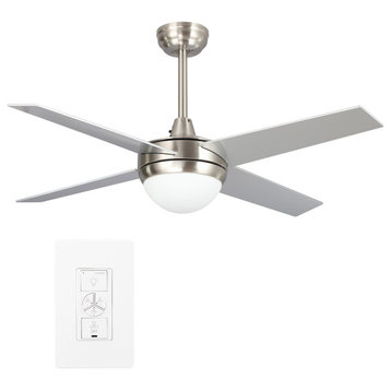 CARRO 48'' Indoor Ceiling Fan with Light and Wall Control for Home, Silver/Gray