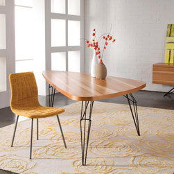 LEM Triangle Dining Table in Natural Hickory Wood with Black Steel Finish - Products