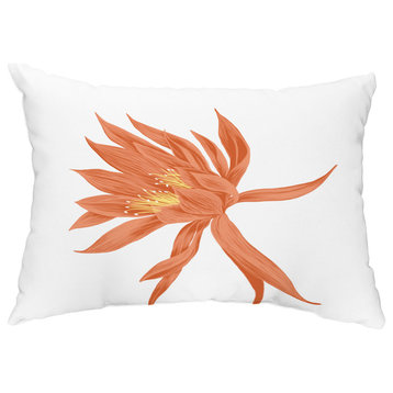 Hojaver 14"x20" Floral Decorative Outdoor Pillow, Orange