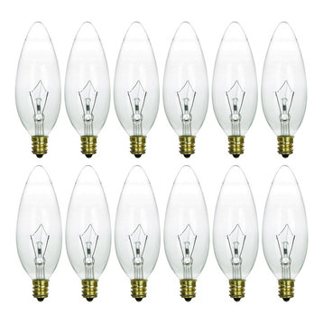 12-Pack Sunlite 60W Incandescent Chandelier Bulb, Candelabra, E12 Base