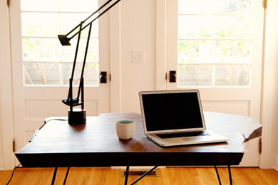 Live Edge Claro Walnut Slab Desk Hairpin Legs