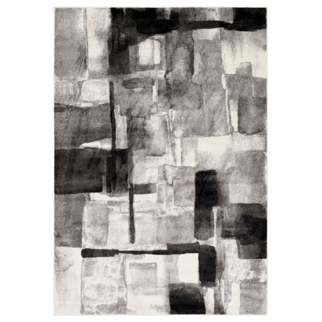 Pepin Modern Black, Medium Gray Area Rug, 2'x3'