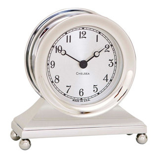 Chelsea Constitution Clock in Nickel - Beach Style - Desk And Mantel Clocks  - by Brass Binnacle