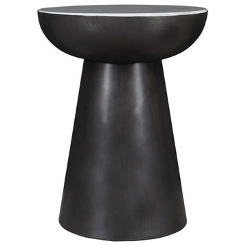 Circularity Modern Luxury Marble and Iron 18 Round Pedestal End Table,...