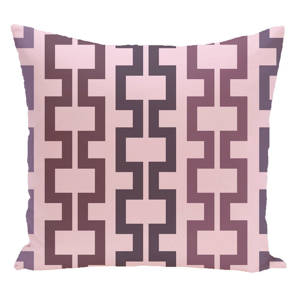 Cuff-Links Geometric Print Outdoor Pillow, Mulberry, 20