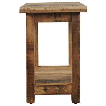 ustic Reclaimed Solid Wood Chairside End Table with Storage Shelf