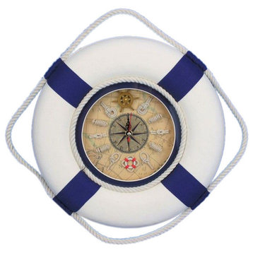 Classic White Decorative Lifering Clock with Blue Bands 12''