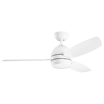 52" Vassar LED Fan, White, White/Silver Blade