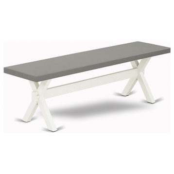X-Style 15X60 In Dining Bench With Wirebrushed Linen White Leg And Cement Top