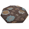 Hand Tufted Wool Area Rug Floral Brown