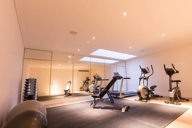 Large modern home gym in London.