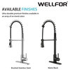Wellfor Stainless Steel Pull Down Kitchen Faucet With Deck Plate, Brushed Nickel