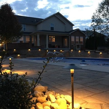 Techo Bloc Pool Deck, Retaining Walls and Kichler Lighting