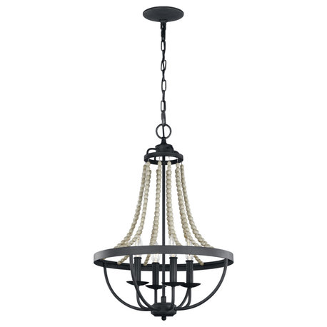 Nori Four Light Chandelier in Dark Weathered Zinc / Driftwood Grey