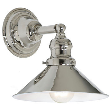 Central Park 1-Light Wall Sconce With 8" Metal Shade, Polished Nickel