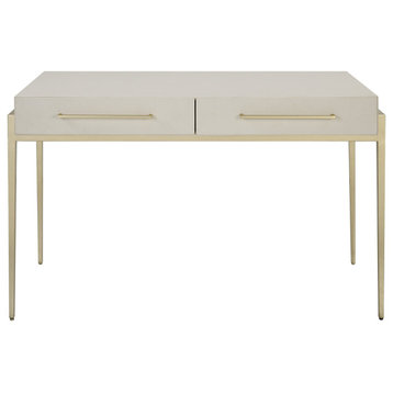Uttermost 22900 48" MDF and Metal 2 Drawer Writing Desk - Gold / White