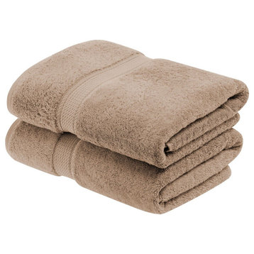 Luxury Solid Soft Hand Bath Bathroom Towel Set, 2 Piece Bath Towel, Latte