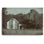 Pi Photography Wall Art and Fine Art - Patriotic Barn in Field Black and White Rural Canvas Wall Art Print, 24" X 36" - Patriotic Barn in Field Vintage Black and White - Rural / Country Style / Rustic / Landscape / Nature Photograph Canvas Wall Art Print - Artwork - Wall Decor