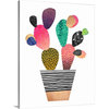 Happy Cactus Wrapped Canvas Art Print, 16"x20"x1.5"