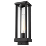 Z-Lite - Glenwood One Light Outdoor Post Mount, Black - As part of the Glenwood outdoor lighting collection this super-stylish and contemporary post mounted fixture is ideal for illuminating landscapes and spacious patio entertainment areas. With a tall and rectangular contemporary aluminum frame that encapsulates a cylindrical clear glass globe this post mount lighting piece allows for a brightened space. This lantern also features a handsome dark black finish that complements a home's existing architectural elements and color palettes.
