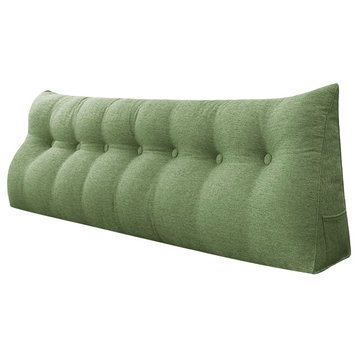 WOWMAX Backrest Wedge Reading Pillow Headboard Linen Blend Lime Green, 76x20x8