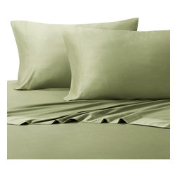 Royal Tradition - 300 TC Silky 100% Bamboo Viscose Sheet Set, Sage, Full - Duvet Covers And Duvet Sets