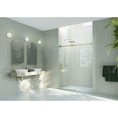 Massa Single Sliding Frameless Shower Door in Brushed Gold