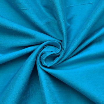 Peacock Blue Silk Fabric By The Yard, Silk Dupioni Fabric Wholesale
