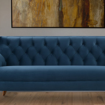 Milano Tufted Accent Sofa, Satin Teal