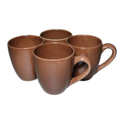 Le Souk Ceramique - Le Souk Ceramique Stoneware Tea/Coffee Cups, Set of 4, Black, Brown - Teacups