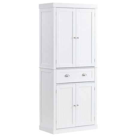 VEVOR 72" Kitchen Pantry Storage Tall Cabinet 4 Doors 3 Adjustable Shelves