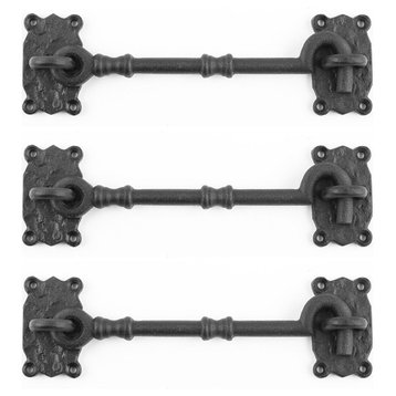 Cabin Hook And Decorative Eye Latch Black 7 1/4 Inch Set of 3
